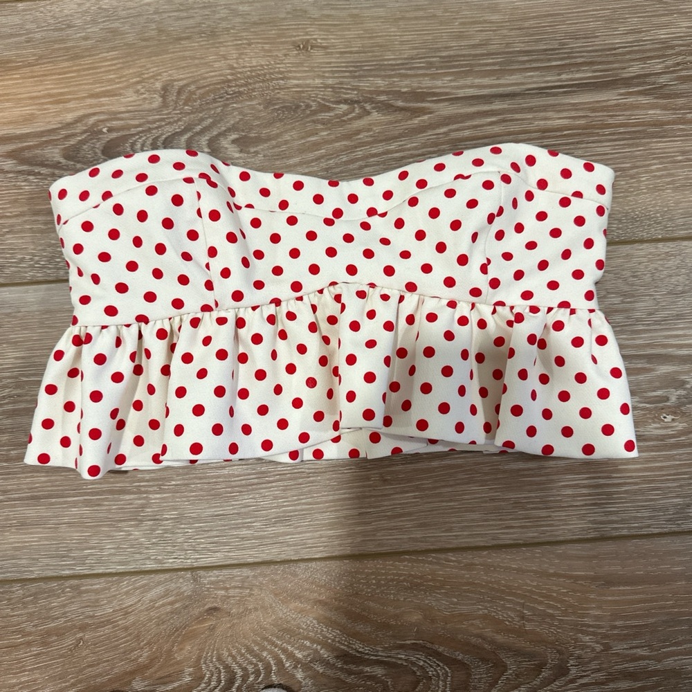 Zara White Top Red Polka Dots